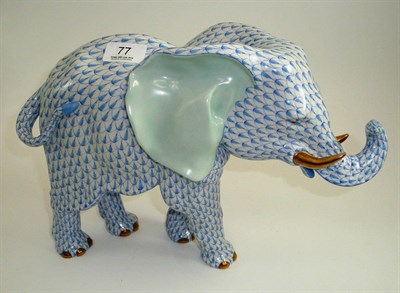 Lot 77 - A large Herend porcelain model of an elephant, model 5214/VH13, 6, C93, fishnet design, height 26cm