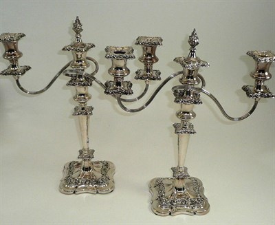 Lot 79 - Pair of silver plated candelabra