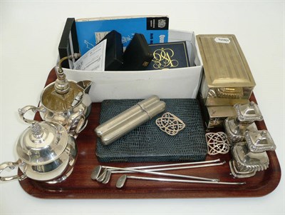 Lot 92 - Quantity of silver plated items, silver buckle etc