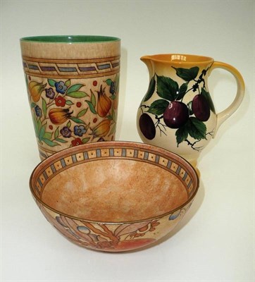 Lot 93 - Charlotte Rhead vase, a fruit bowl and a Doulton jug
