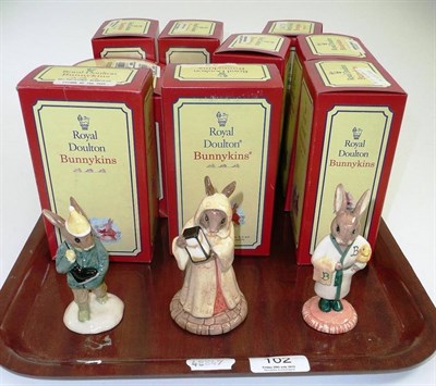 Lot 102 - Twelve Royal Doulton Bunnykins figures, in boxes