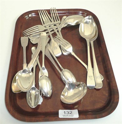 Lot 132 - Assorted Georgian and Victorian silver flatware