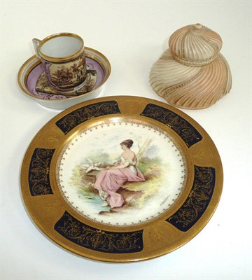 Lot 133 - Crown Chelsea cabinet plate with painted scene of a maiden with doves signed Boullemier, Royal...