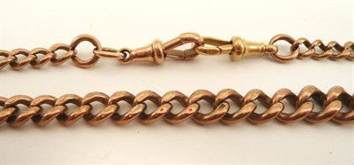 Lot 159 - # A 9ct rose gold graduated curb link Albert, length 40cm