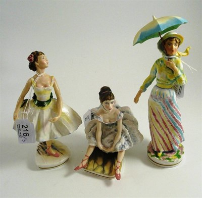 Lot 216 - Royal Worcester figures from the World of the Impressionists series Germaine, La Lecon and L'Etude