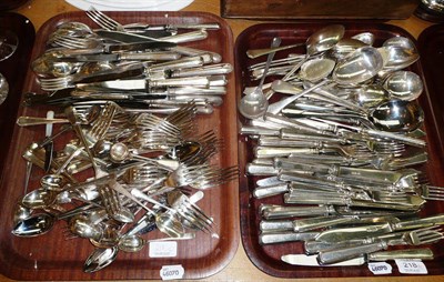 Lot 218 - # A collection of silver plated cutlery (on two trays)