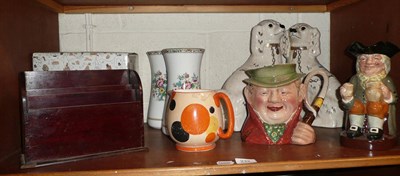 Lot 232 - Royal Doulton character jug "Happy John", Beswick character jug, Beatrix potter character jug,...