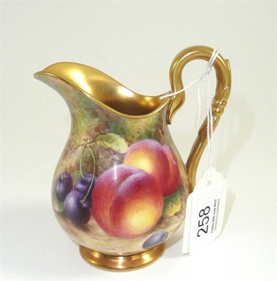 Lot 258 - A Royal Worcester fruit painted milk jug, H Ayrton