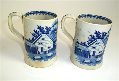 Lot 263 - Pair of blue and white mugs