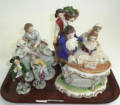 Lot 276 - # A tray of eight Continental porcelain figures