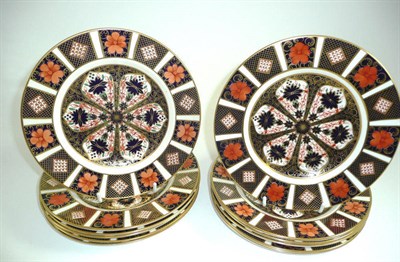 Lot 291 - A set of twelve Royal Crown Derby Imari plates, 1128 pattern