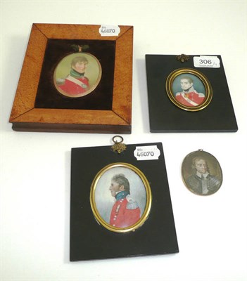 Lot 306 - # A 19th century portrait miniature of a military figure in a gilt metal frame with enamel and hair