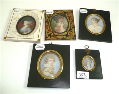 Lot 307 - # A 19th century portrait miniature of a boy, another of a young lady, a smaller example and...