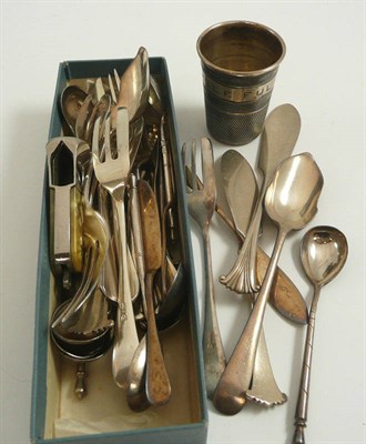 Lot 318 - # Silver including cake forks, teaspoons, etc and plated spoons