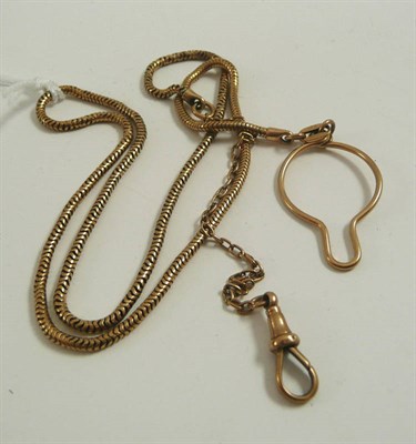 Lot 330 - # A snake link chain, length 41cm, with additional keyhole loop and suspension links