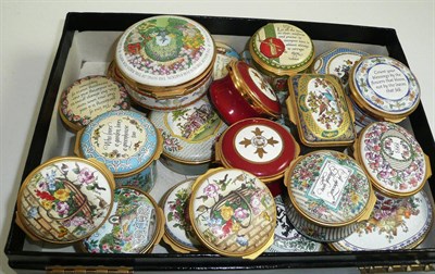 Lot 343 - # Twenty two Halcyon Days enamel boxes and three other enamel boxes