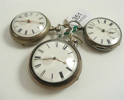 Lot 351 - Two silver pair cased pocket watches and a silver pocket watch (3)