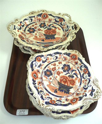 Lot 370 - A part Mason's dessert service, with purchase receipt dated 1912