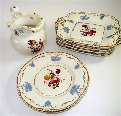 Lot 392 - Coalport jug, four square dishes and two plates