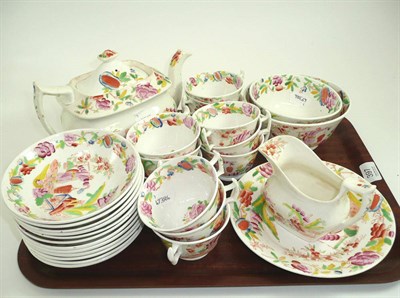 Lot 397 - A Staffordshire bone china chinoiserie tea service