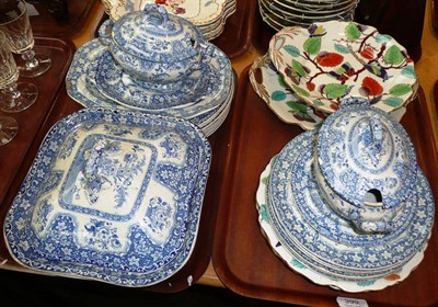 Lot 399 - Blue and white service and part dessert set (on two trays)