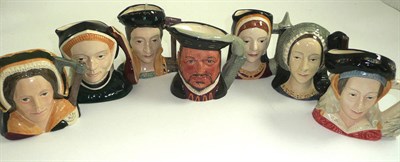 Lot 416 - A set of seven Doulton Henry VIII and his six wives character jugs