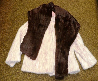 Lot 420 - White mink evening jacket, brown mink stole and fur evening jacket (3)