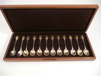 Lot 431 - Set of twelve RSPB silver spoons, cased