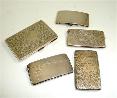 Lot 458 - # Four silver card cases and silver book holder