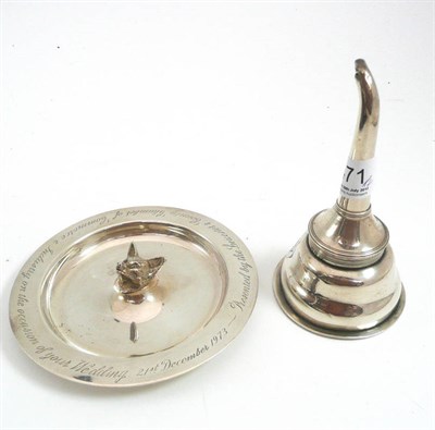 Lot 471 - # A George III wine funnel, maker's mark worn, London 1810, of typical two-part form with...