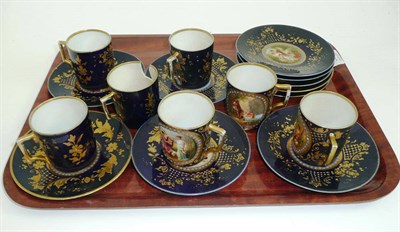 Lot 520 - Ten Vienna style cabinet saucers decorated with landscapes and seven coffee cups