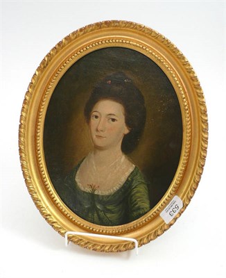 Lot 533 - Follower of Thomas Hickey (18th/19th century), portrait of a lady, head and shoulders, wearing...