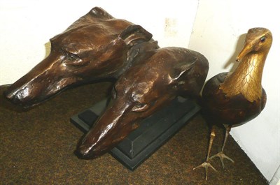 Lot 540 - A modern figure group of two greyhounds and another figure group