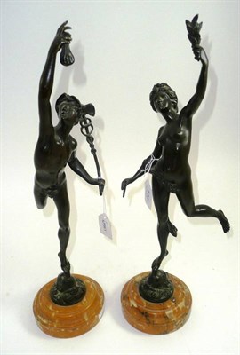 Lot 546 - A pair of bronze figures of Mercury and Venus