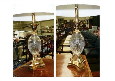 Lot 554 - Pair of table lamps with shades