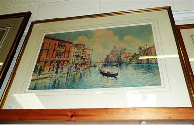 Lot 611 - Watercolour signed E Bonney, 'The Grand Canal, Venice'