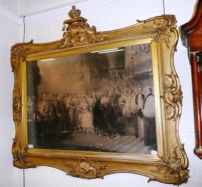 Lot 624 - A Victorian print of the Coronation in an elaborate decorative gilt frame