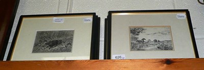 Lot 626 - # A set of nine etchings of various animals