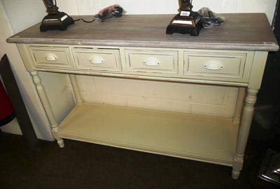 Lot 650 - Shabby chic painted four drawer side table