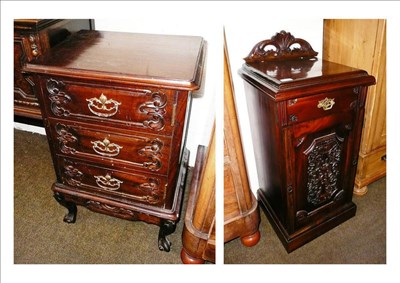 Lot 662 - A carved mahogany side cupboard and another in the French style