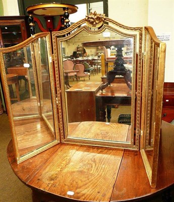 Lot 681 - A gilt framed triptych mirror