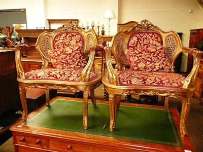 Lot 700 - Pair of 20th century gilt fauteuils