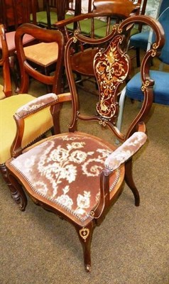 Lot 738 - An Edwardian inlaid chair