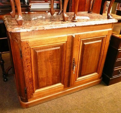 Lot 778 - French oak two cupboard with marble top (a.f.)