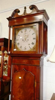 Lot 802 - An inlaid mahogany eight day longcase clock with painted enamel dial