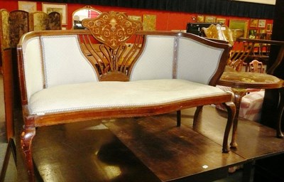 Lot 1016 - An inlaid Edwardian settee and matching chair