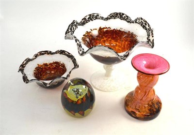Lot 21 - Three pieces of Guldkrakens Glashytta art glass and a Mdina paperweight