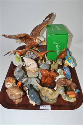 Lot 42 - Beswick Bald Eagle (a.f.), collection of Beswick animal whisky flasks etc