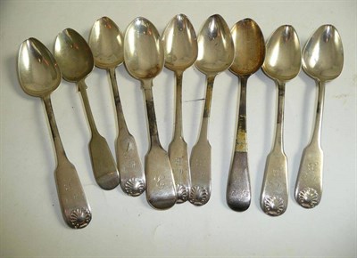 Lot 47 - A set of six George III Scottish silver teaspoons, Walter & Patrick Cunningham, Edinburgh 1811, and