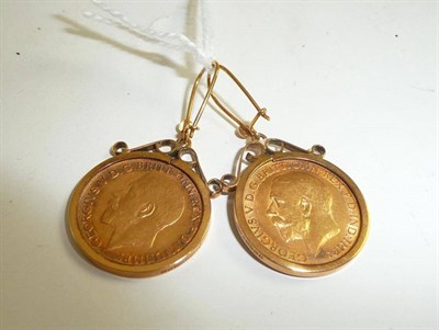 Lot 88 - A pair of half sovereign earrings - 1912 & 1913